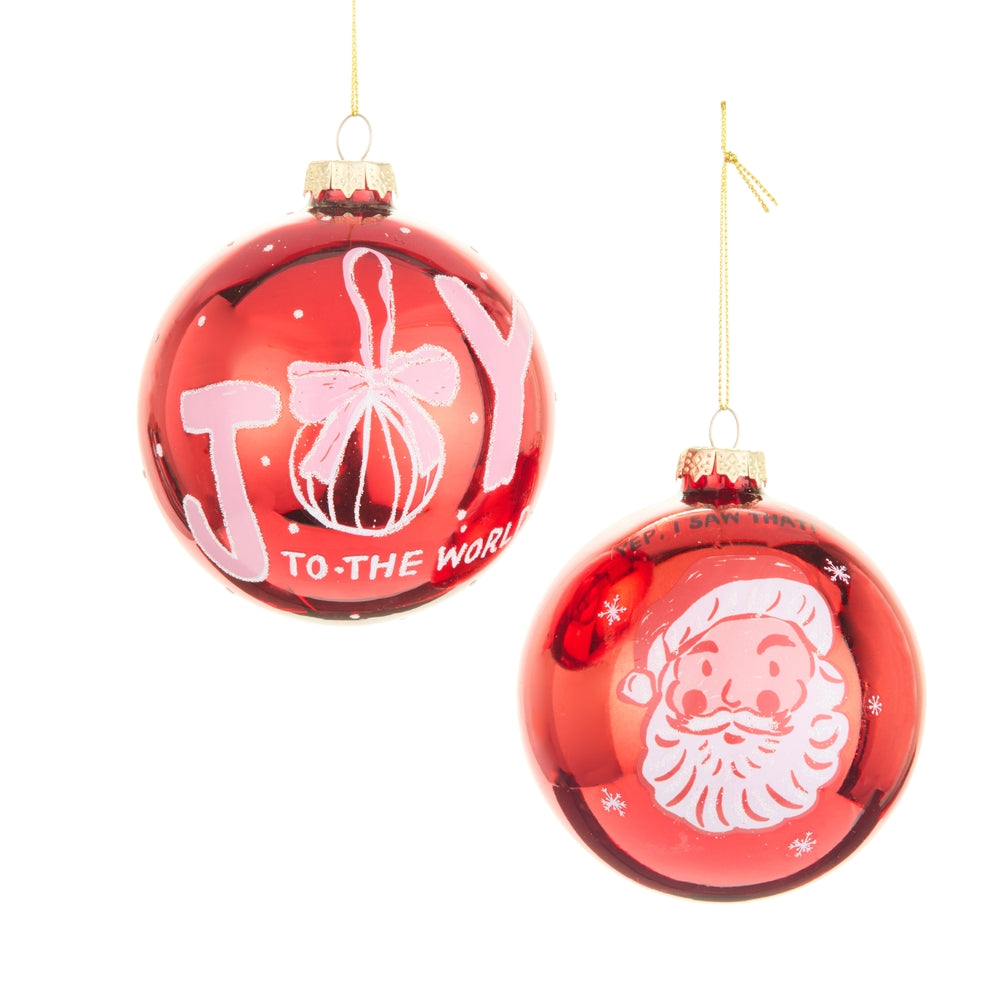 Pink Christmas Red Ball Ornament 4 Inch Glass