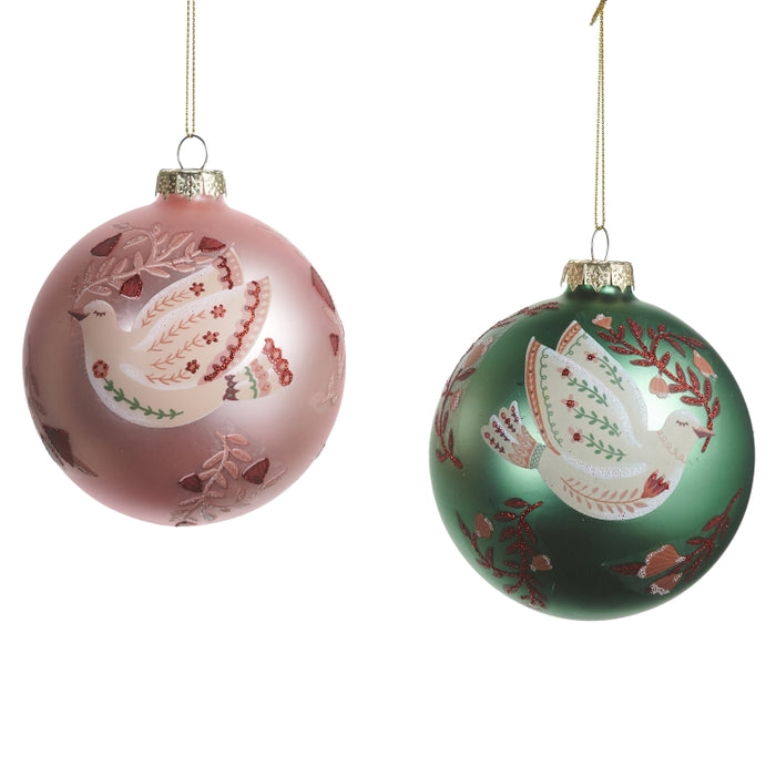 4" Vintage Craft Dove Ball Ornament