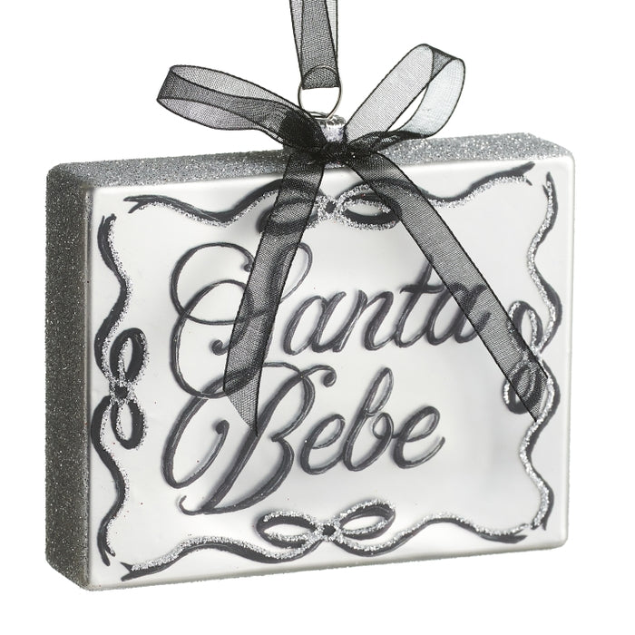 4" Santa Bebe Rectangle Ornament