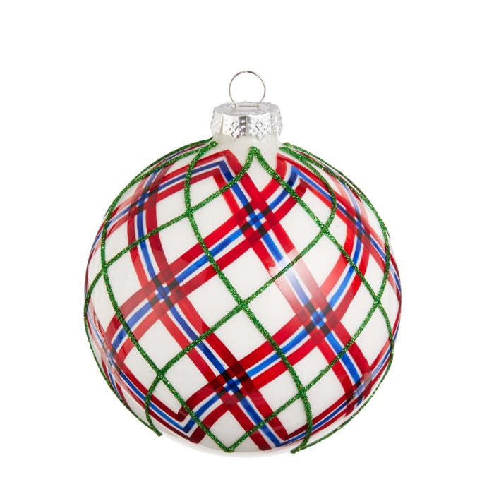 4" Red and Blue Plaid Ornament