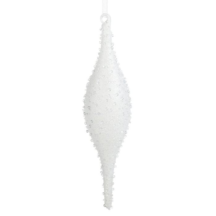 10.25" White Jeweled Finial Ornament