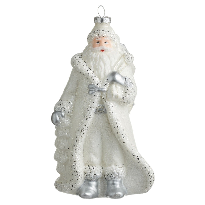 7.25" Artic Glitter Santa Ornament