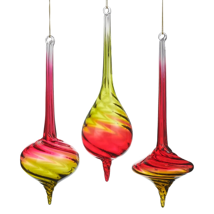 9.5" Red and Green Ombre Finial Ornament
