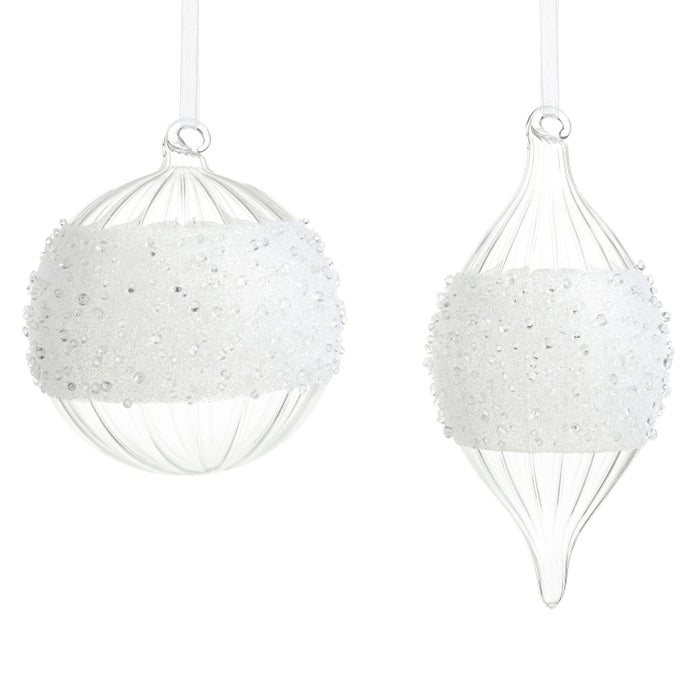4" Crusted Clear Glass Ornament