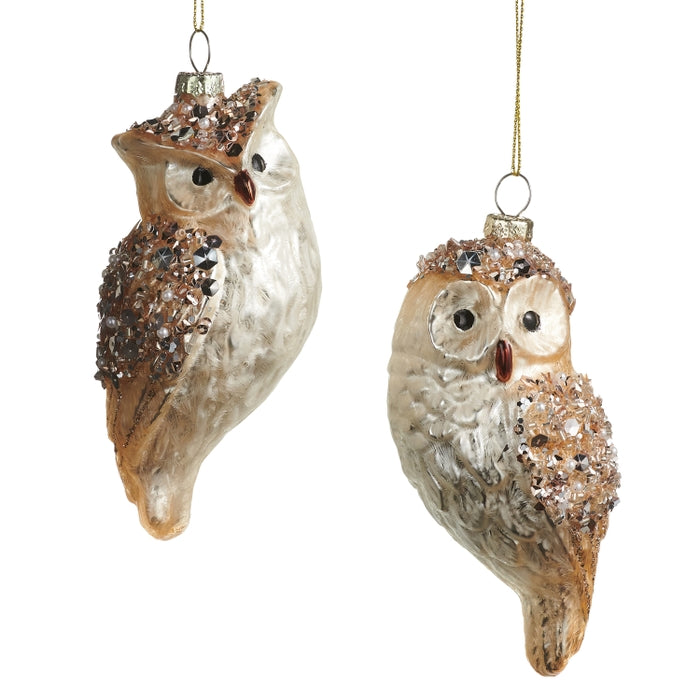 4.5" Encrusted Owl Ornament