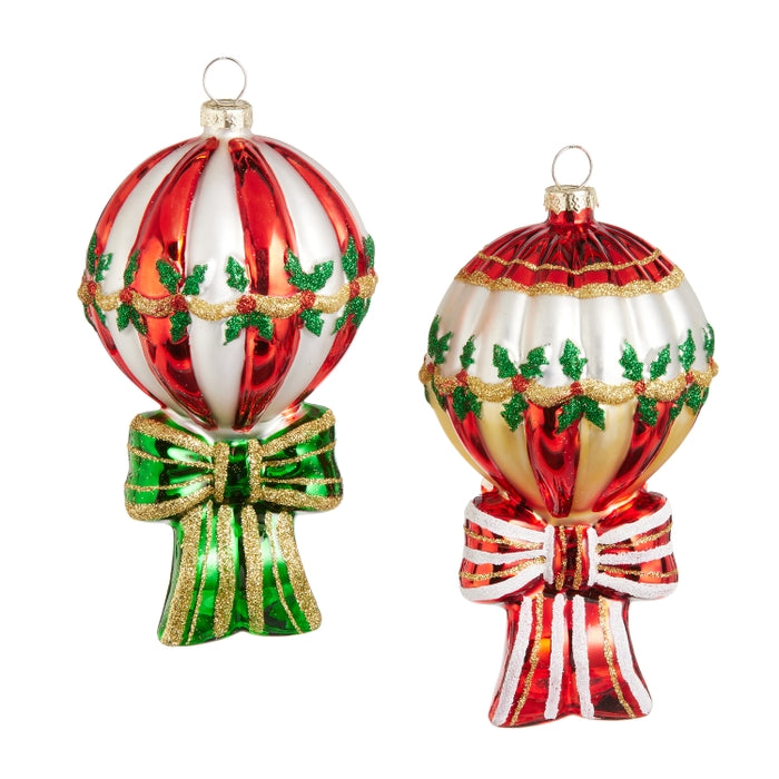 5.25" Hot Air Balloon with Bow Ornament