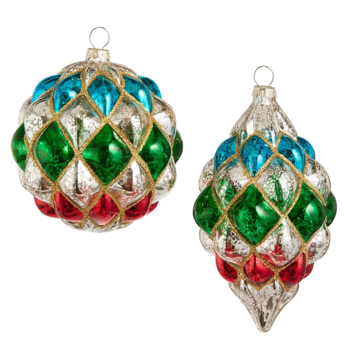 4" Multicolor Diamond Pattern Ornament