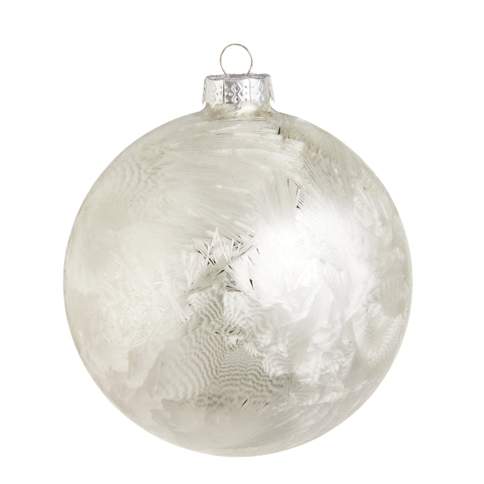 5" White Frosted Ball Ornament