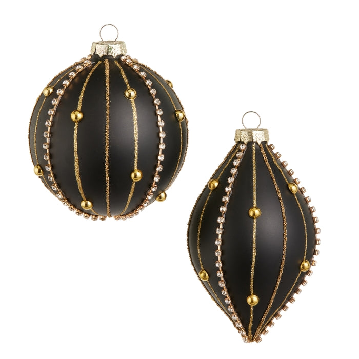 4" Embellished Black Matte Ornament