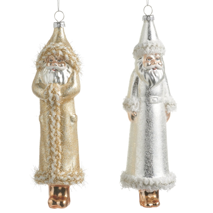 8" Metallic Santa Ornament