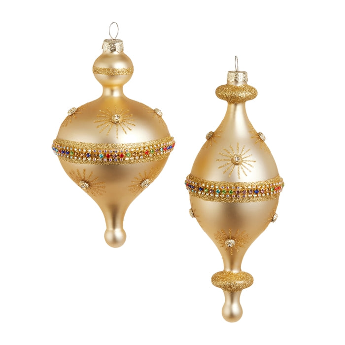 7.5" Gold and Jewel Finial Ornament