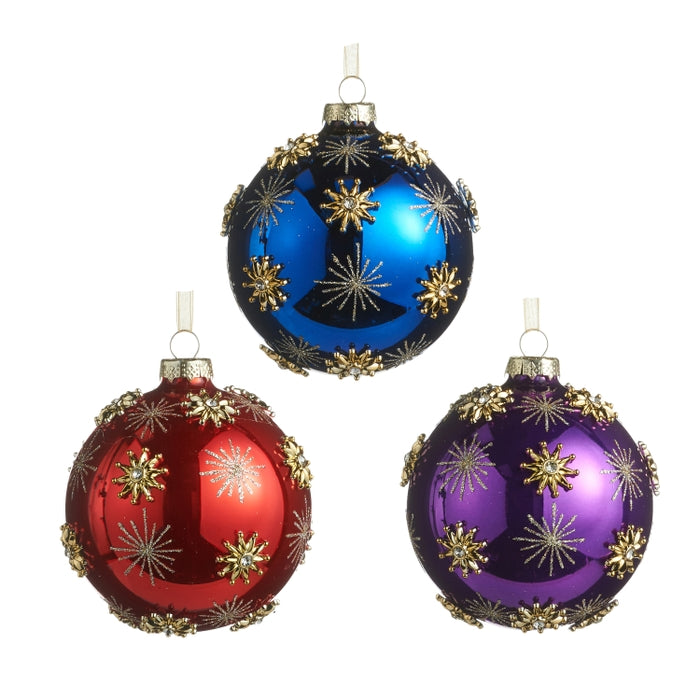 4" Gold Snowflake Ball Ornament