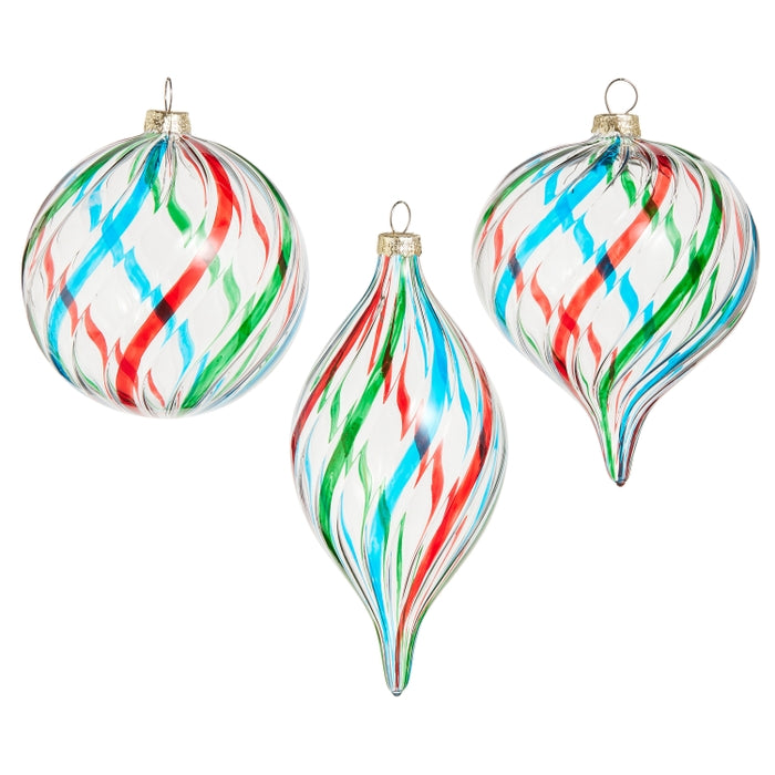 4" Red, Green and Blue Stripe Ornament