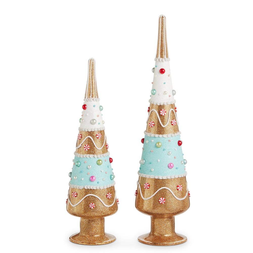 15" Blue Gingerbread Trees