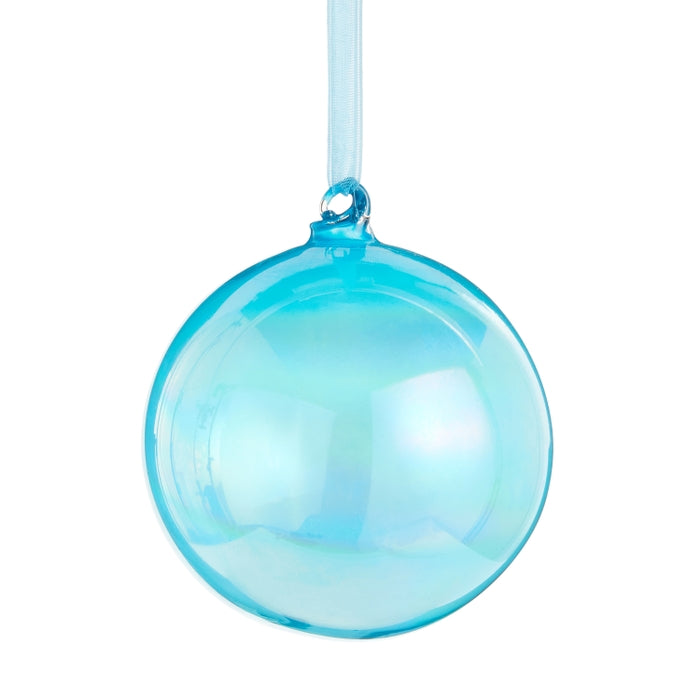 4" Neon Blue Iridescent Ball Ornament
