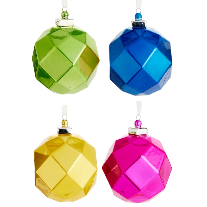 3.5" Neon Faceted Ball Ornament