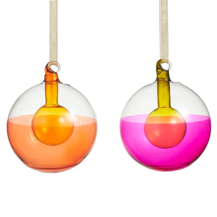 3" Modern Blown Glass Ball Ornament
