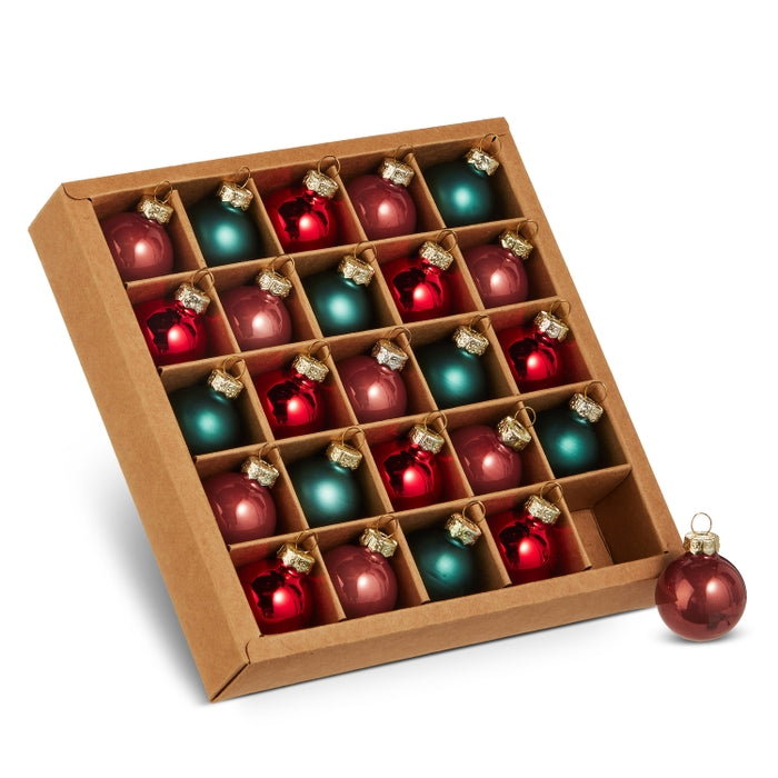 1" Box of Red and Green Ball Ornaments
