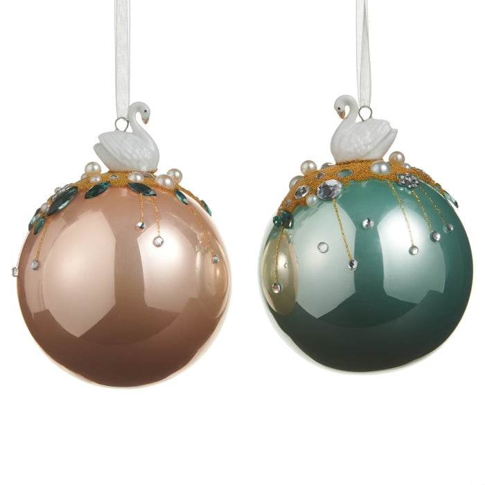 4" Swan Top Ball Ornament