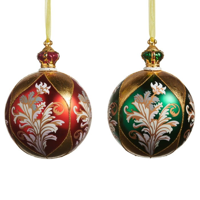 4" Crown Top Pattern Ball Ornament