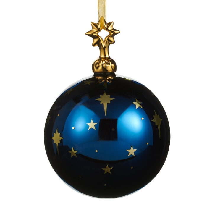 5.5" Blue Star Ball Ornament