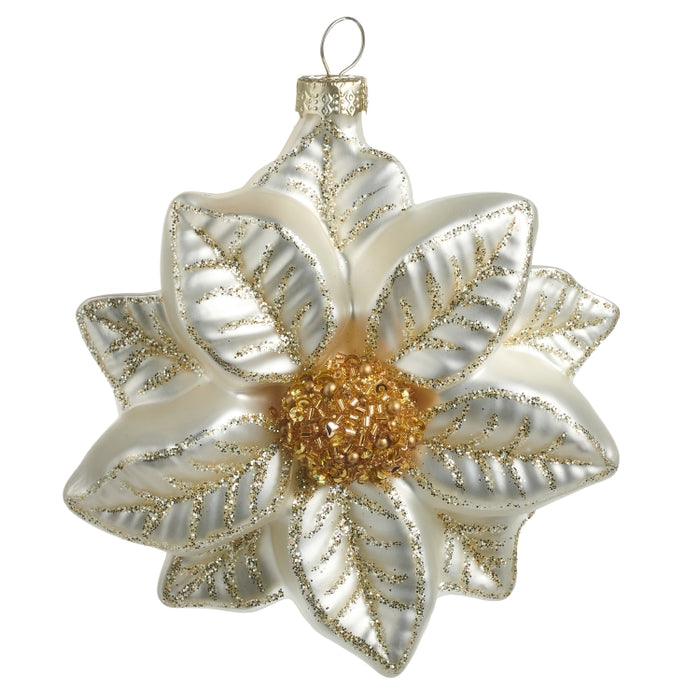 5.75" White Poinsettia Ornament