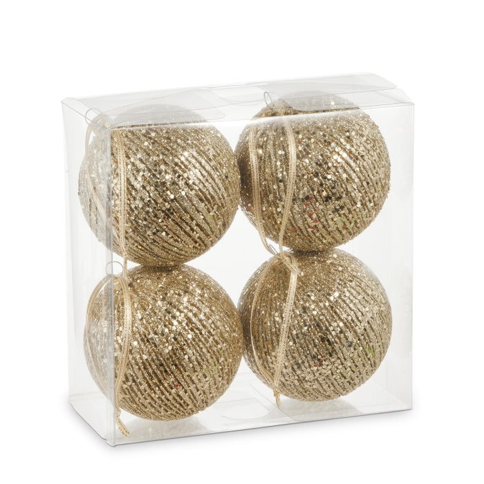 4" Box of Gold Glitter Ornaments