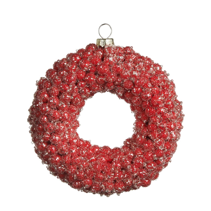 4.5" Iced Red Berry Wreath Ornament