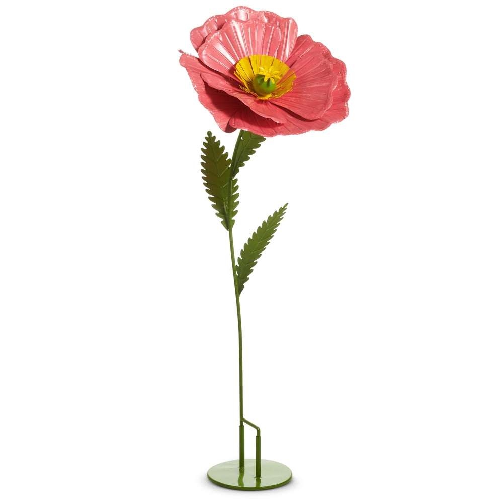 36" Dark Pink Poppy Stand/Yard Stake