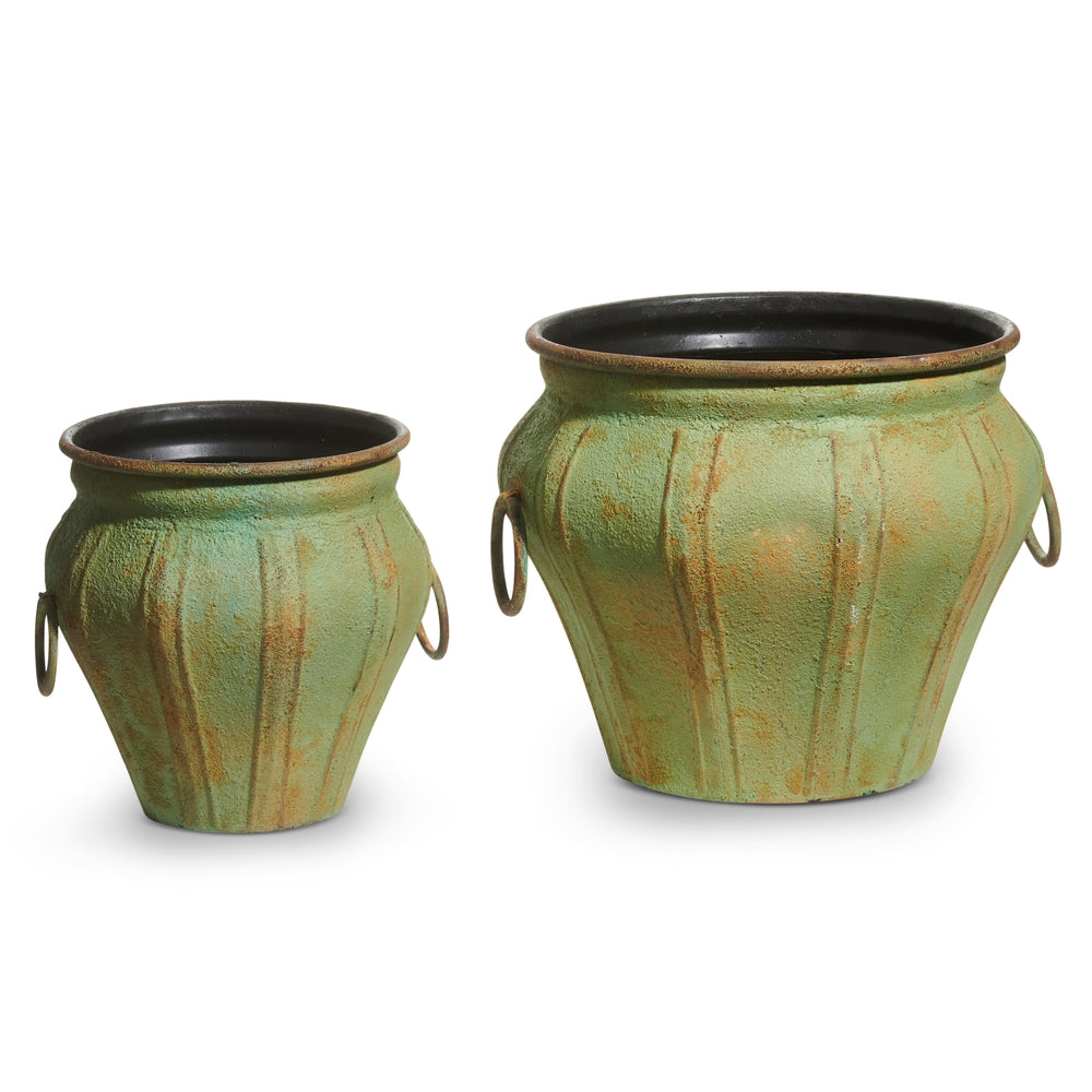 13.5" Patina Decorative Pots