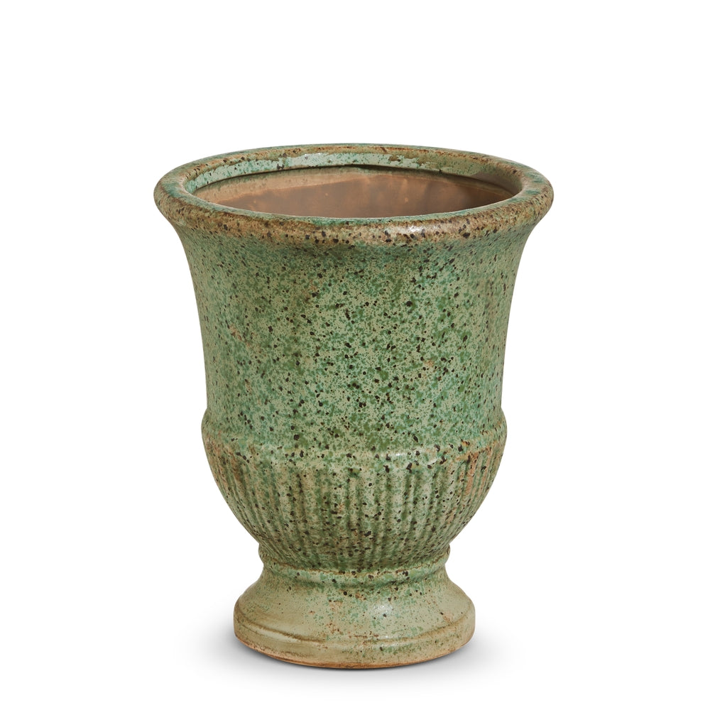 8" Distressed Green Urn Planter