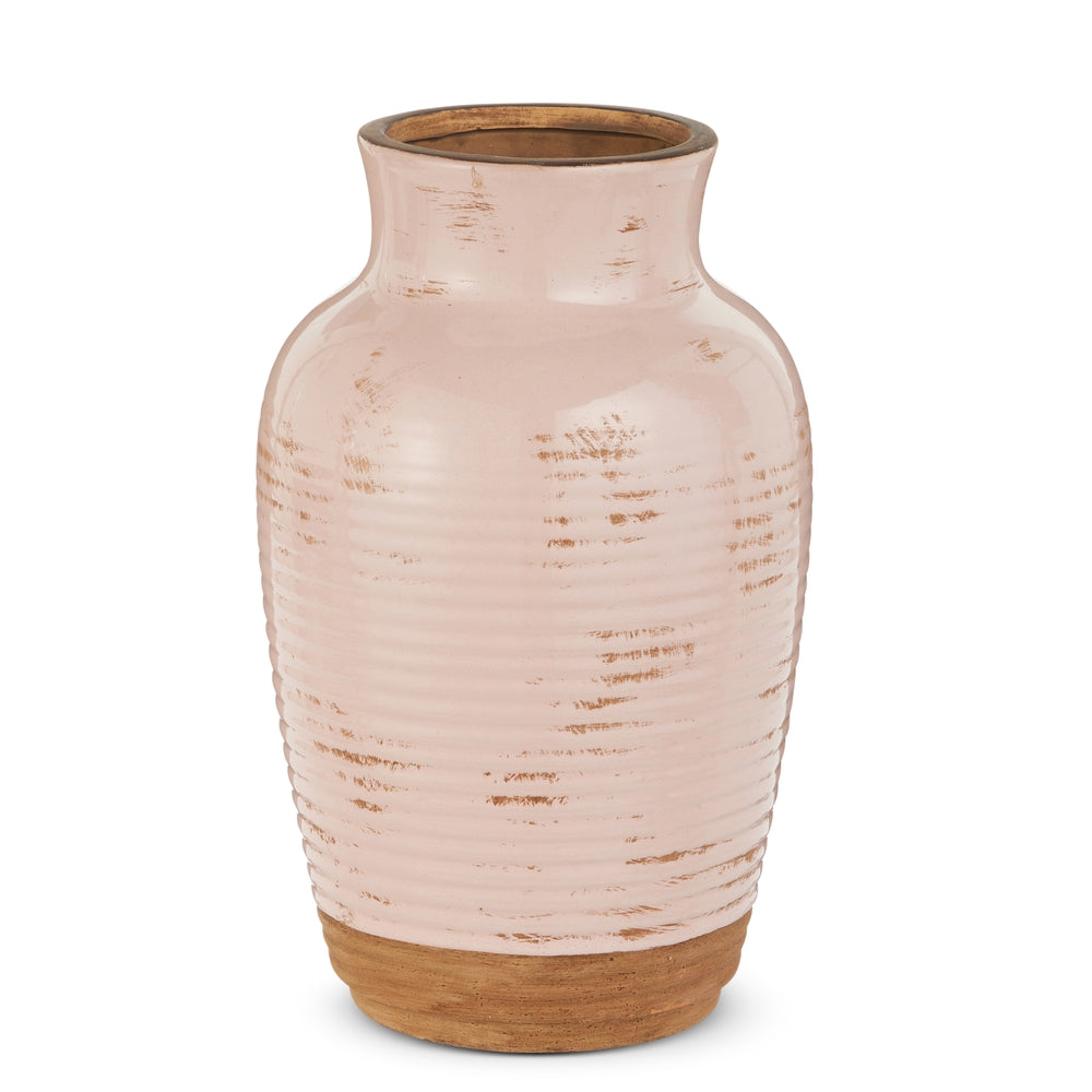 11.5" Pink Distressed Vase