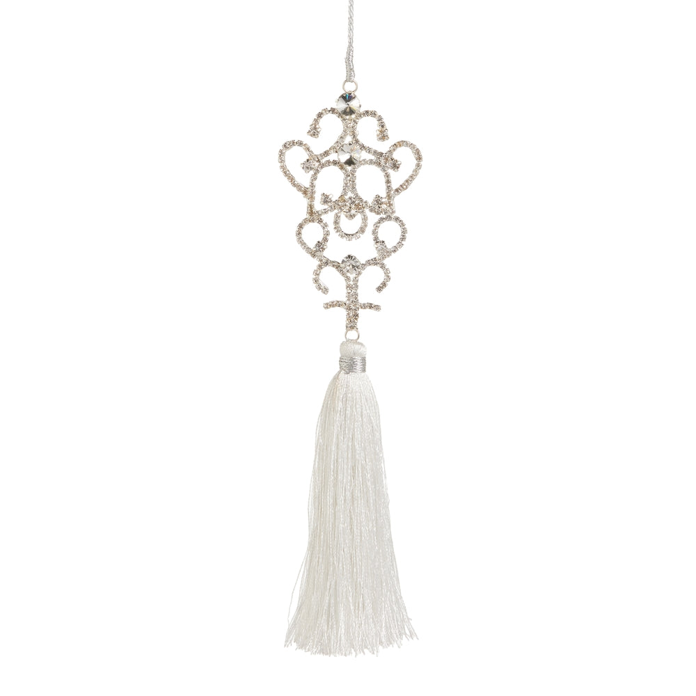 9.5" Jeweled Brooch Top Tassel Ornament