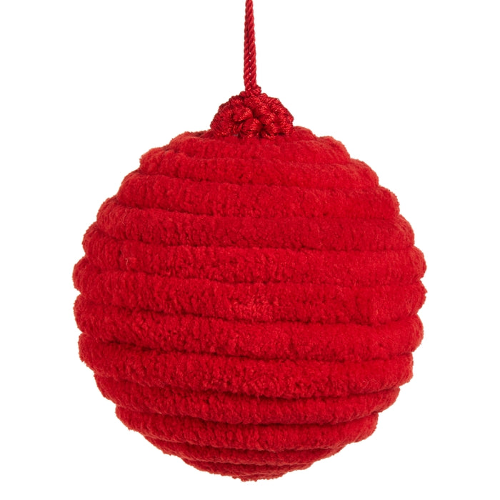 4" Red Chenille Ball Ornament