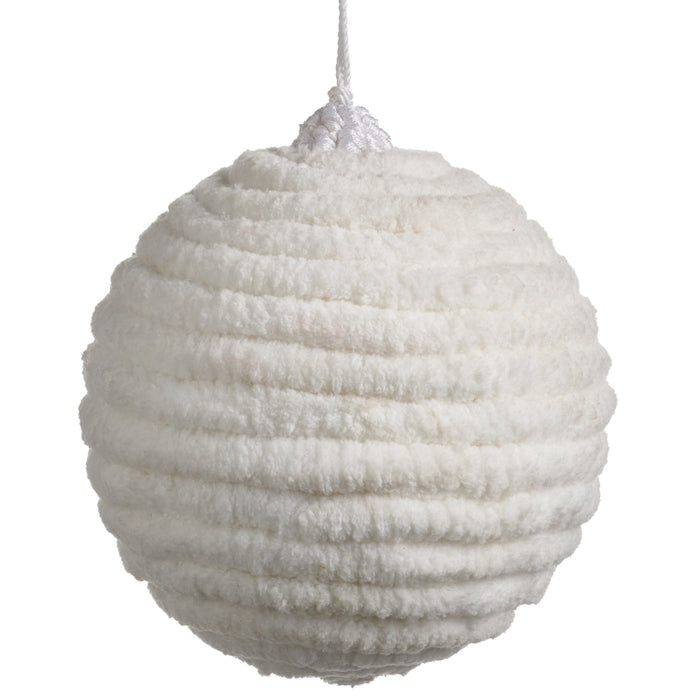 5.5" White Chenille Ball Ornament