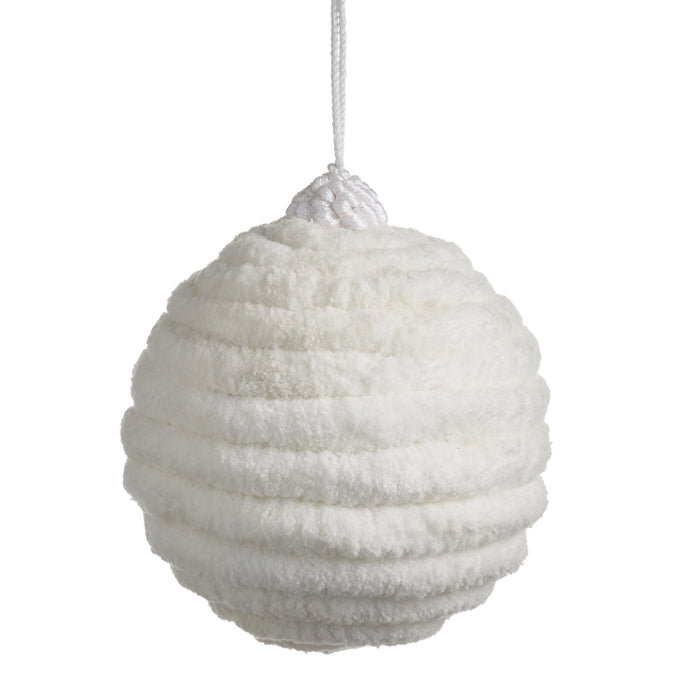 4" White Chenille Ball Ornament