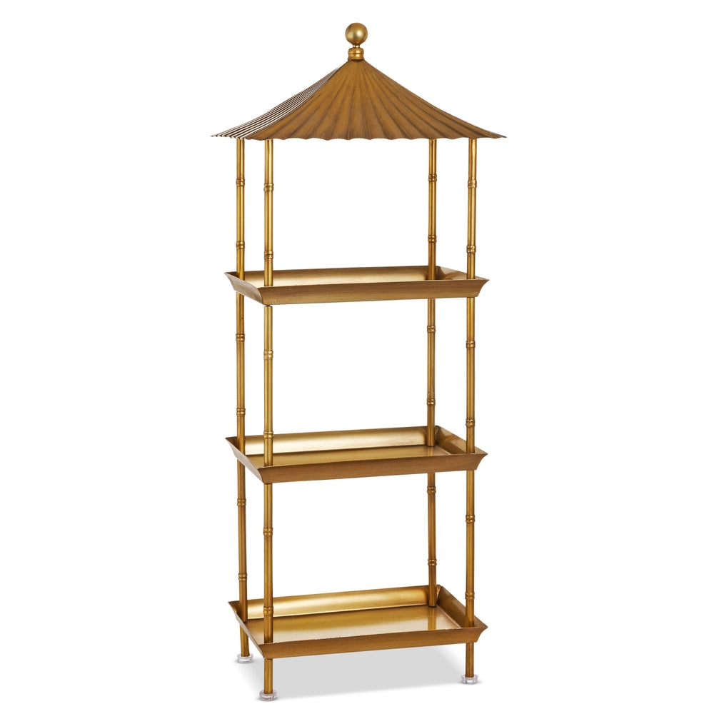 38" Gold Pagoda Etagere