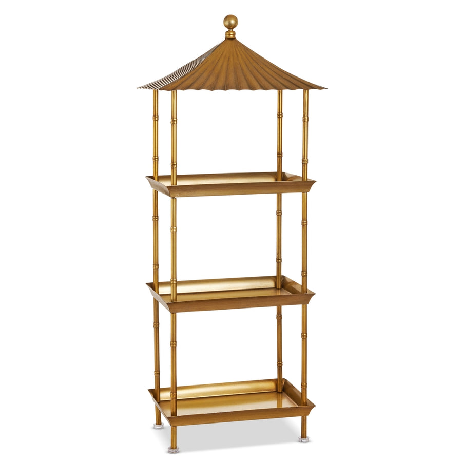 38" Gold Pagoda Etagere