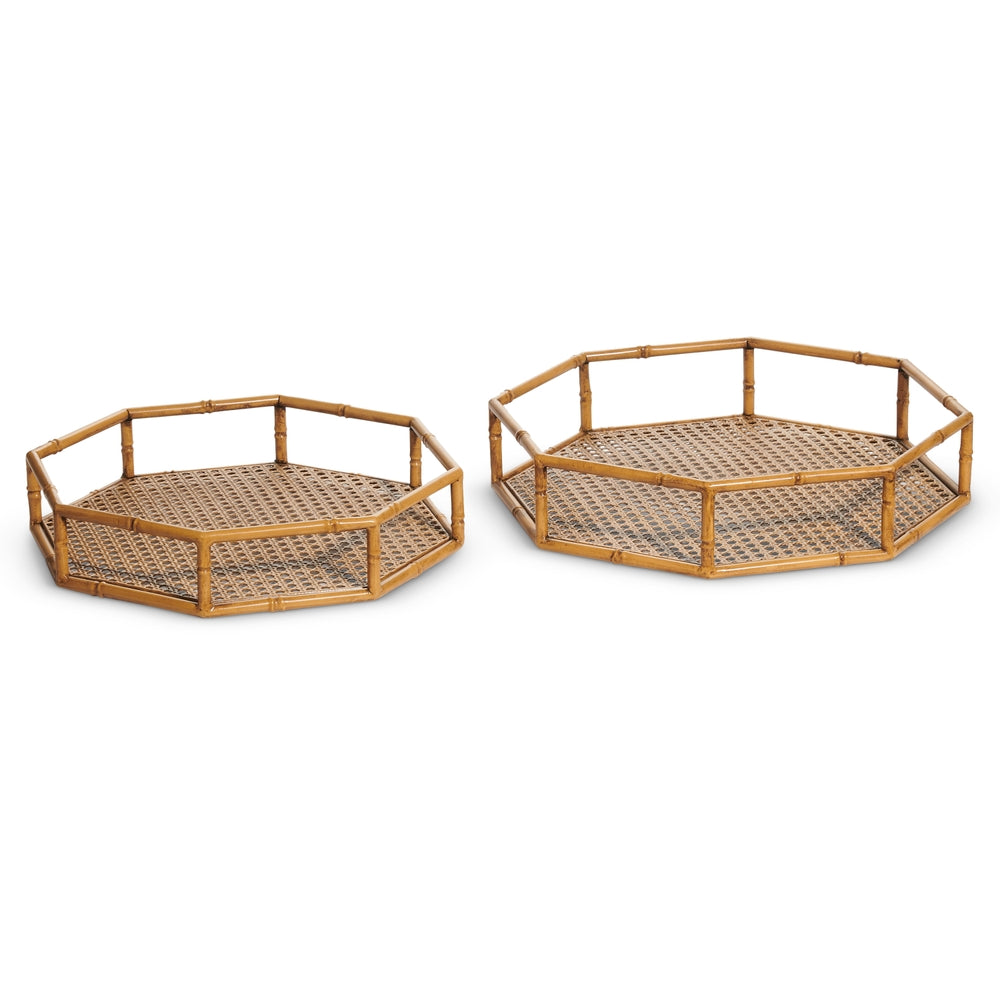 14.75" Faux Bamboo Octagonal Trays