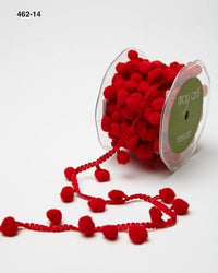 1/2 Inch Large Pom Pom String Ribbon – 462-14 Red