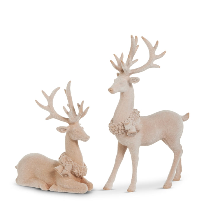 13" Flocked Beige Deer