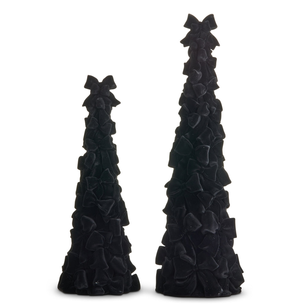 19" Flocked Black Bow Tree