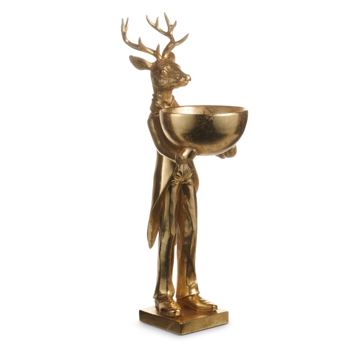 21" Gold Deer Butler with Bowl