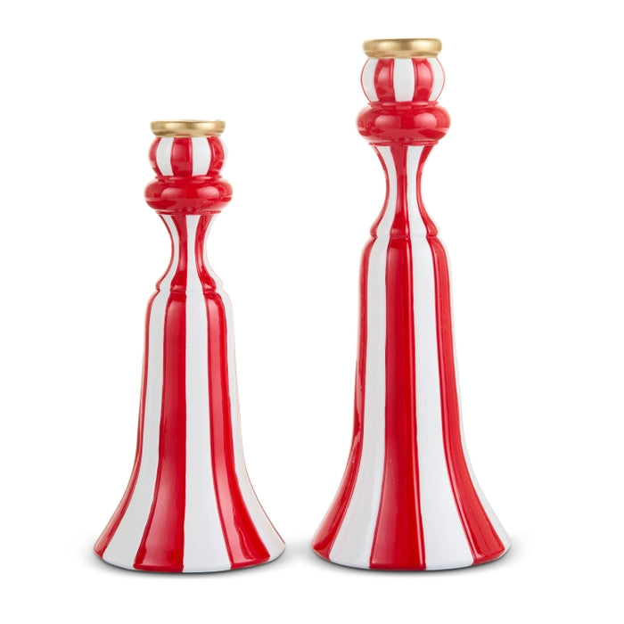 10" Red and White Candlesticks