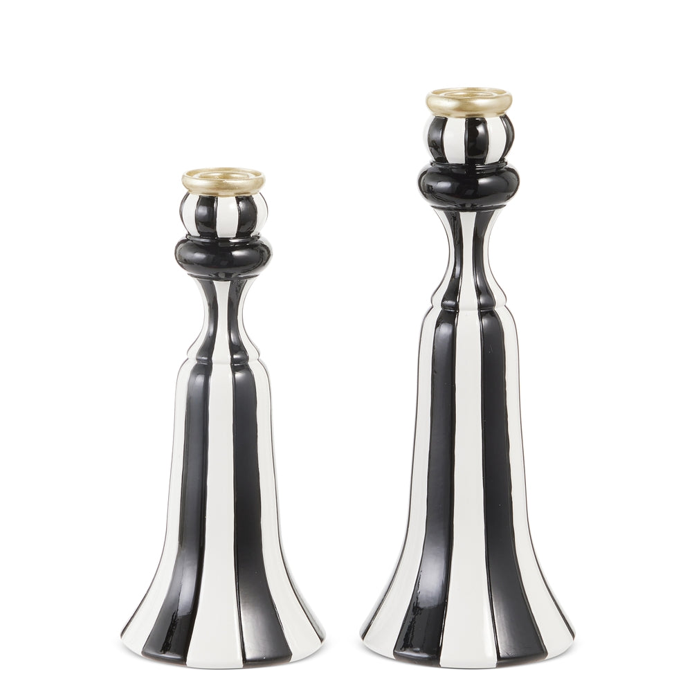 10" Black and White Candlesticks
