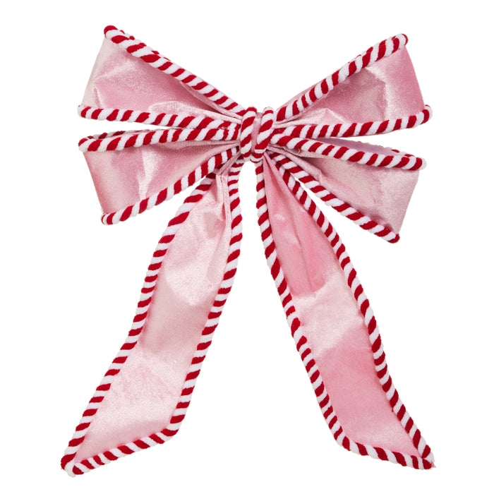 17" Pink and Peppermint Bow Ornament