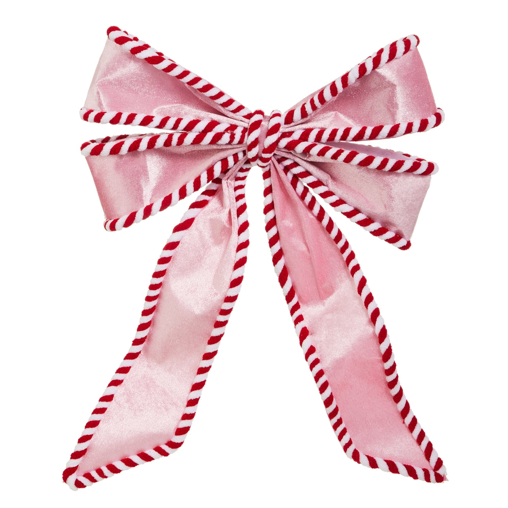 Pink and Peppermint Bow Ornament 17 Inch Polyester
