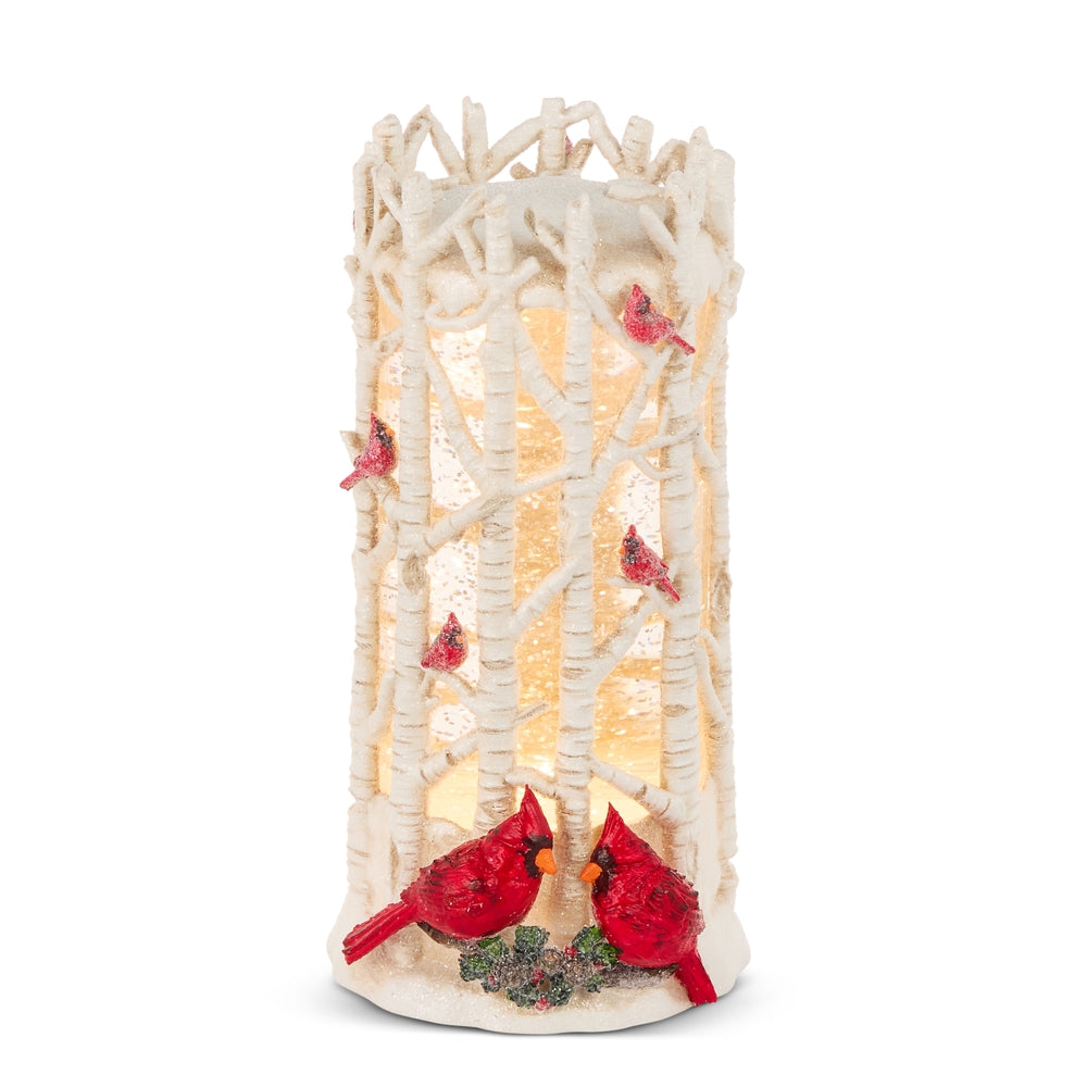 8.5" Birch and Cardinal Lighted Water Grove