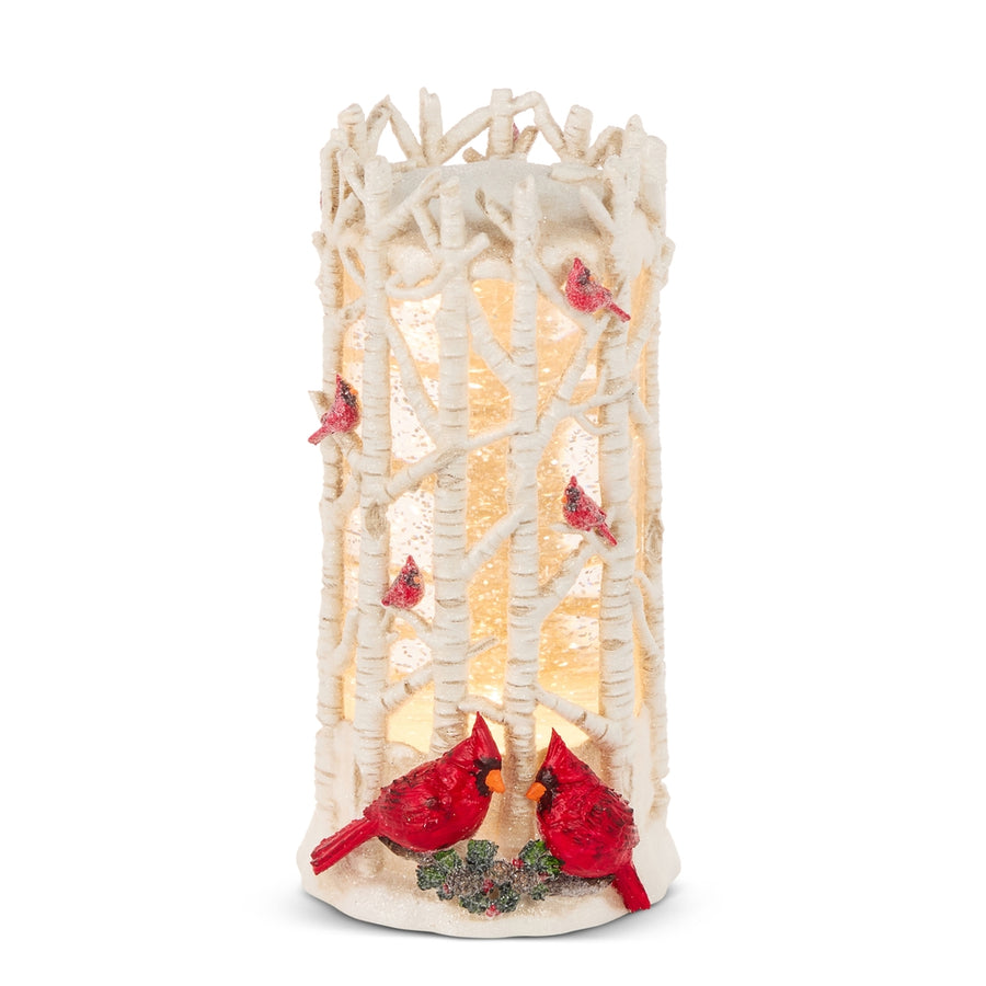 8.5" Birch and Cardinal Lighted Water Grove