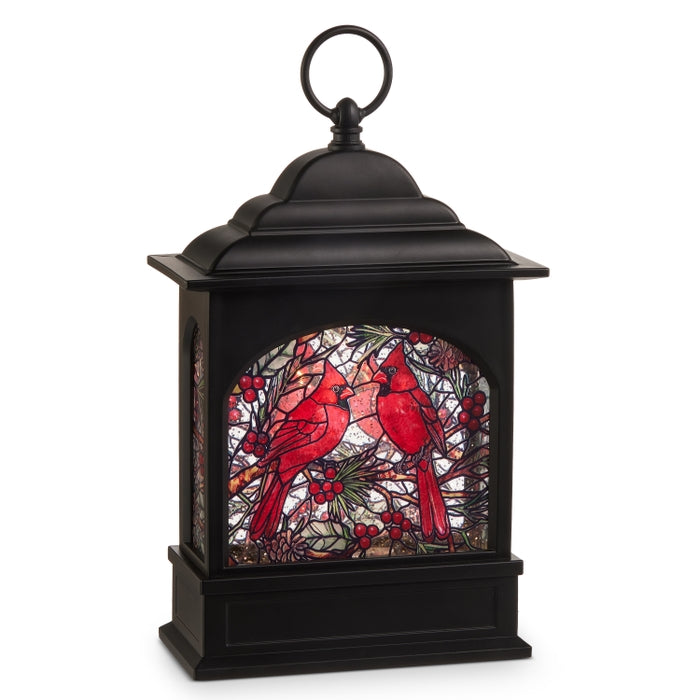 11" Cardinal Stained Glass Lighted Water Lantern